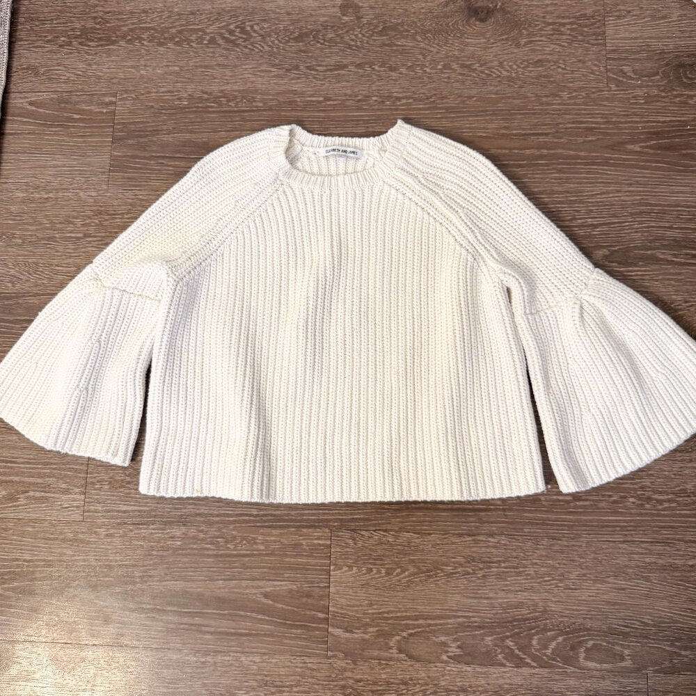 Elizabeth and James Carolina Crop Bell Sleeve White Sweater size small